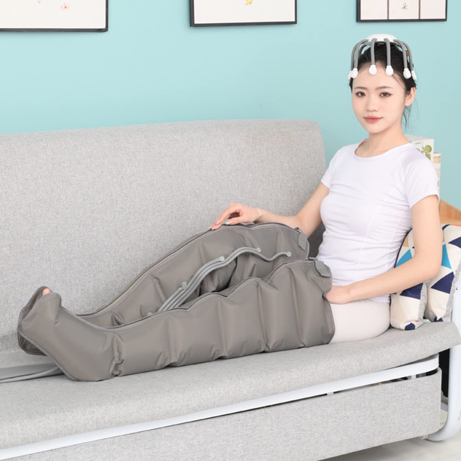 Macchina per massaggiatore a compressione d'aria per macchine per massaggio linfatico delle gambe Rilassa la circolazione sanguigna Avvolgimenti per le gambe Macchina per massaggio ai piedi con funz