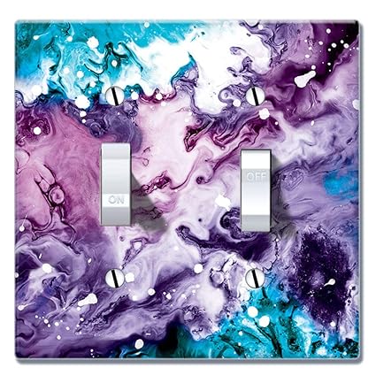 Double Gang Toggle Light Switch Plate/Wall Plate Cover - Purple Mixed Oil Paint