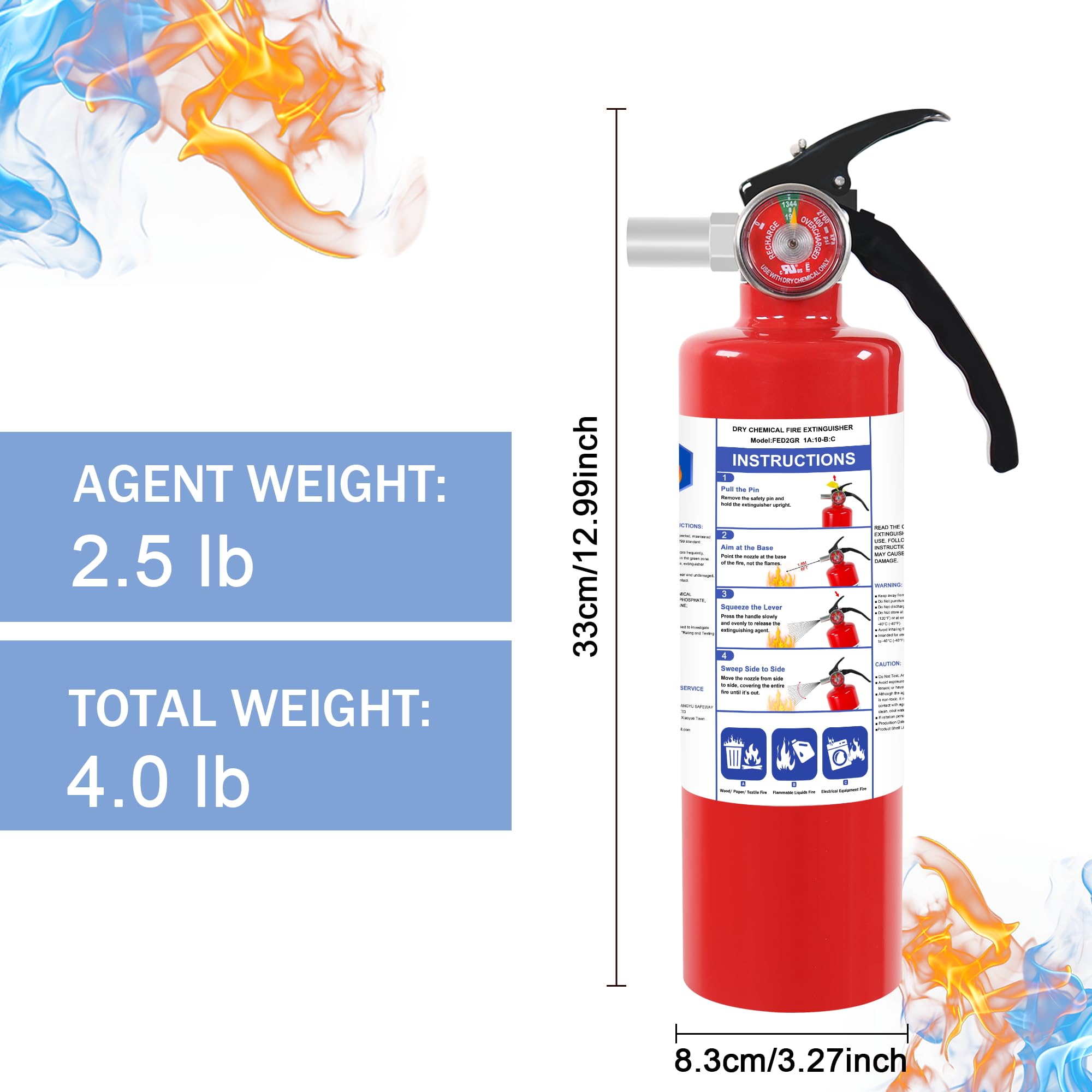 ABC Fire Extinguishers - 2 Pack with Mount -5 ABC Fire Extinguishers - 2 Pack with Mount -5
