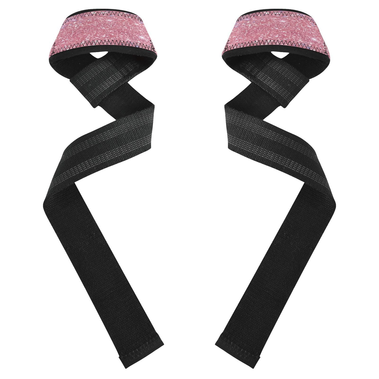 Nander Rose Gold Glitter Wrist Straps for Weightlifting,Lifting Straps with Neoprene Cushioned Wrist Padded and Anti-Skid Silicone for Strength Training,Bodybuilding,Deadlifting