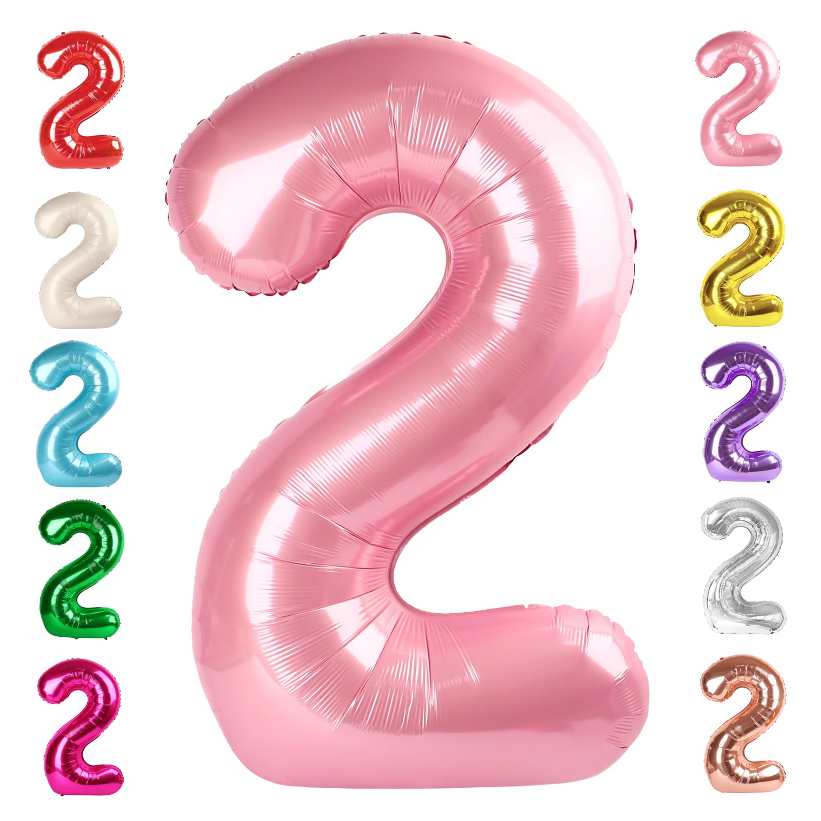 2 Numbers Balloon 40 Inch Pearl Pink Two Balloon Number Birthday Decor, 2nd 12 21st Party Celebration Decorations Graduations Wedding Baby Shower