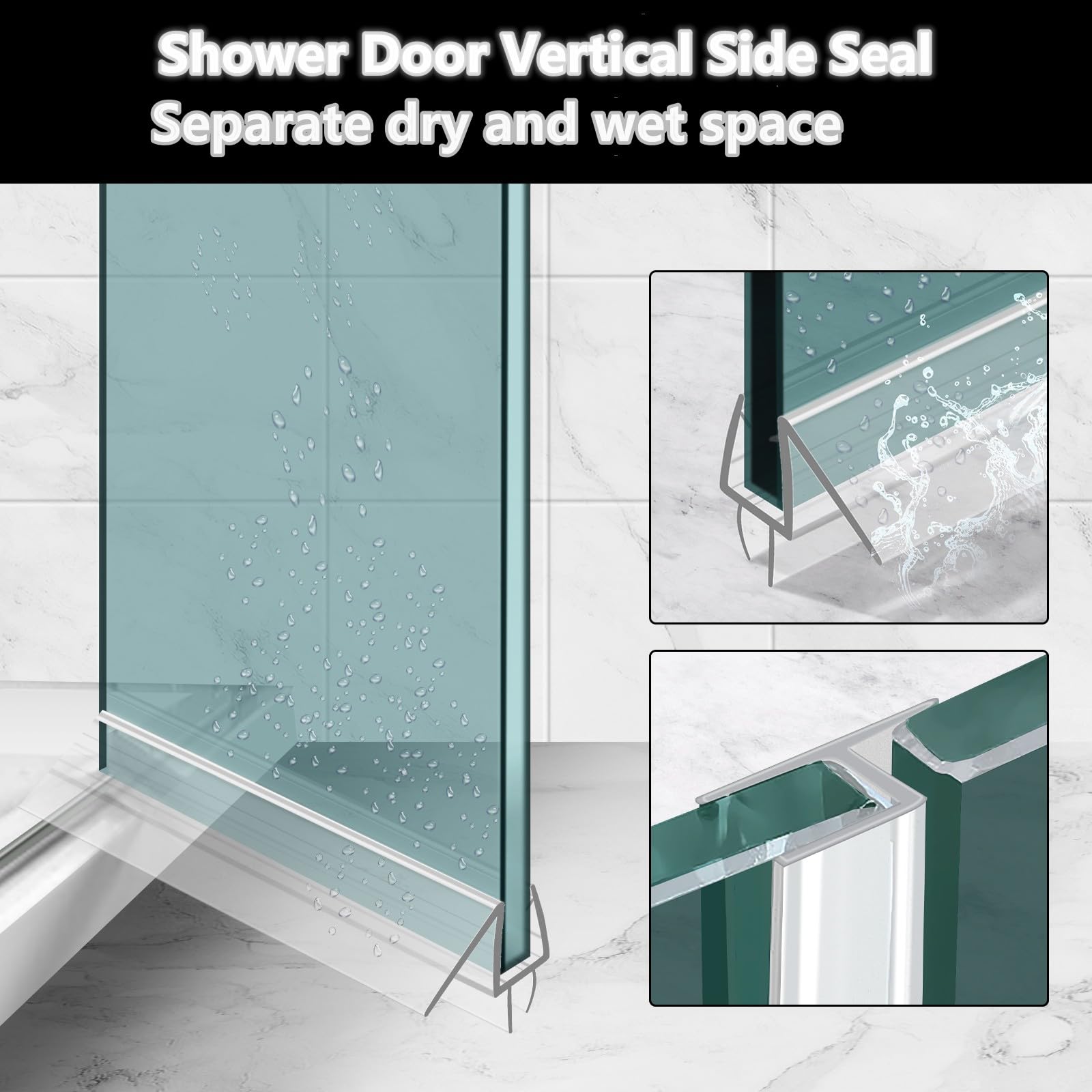 Guarnizione inferiore per porta della doccia senza cornice, lunga 98 cm, per creare una barriera d'acqua per la porta della doccia, design per fermare le perdite per finestra, confezione da 3