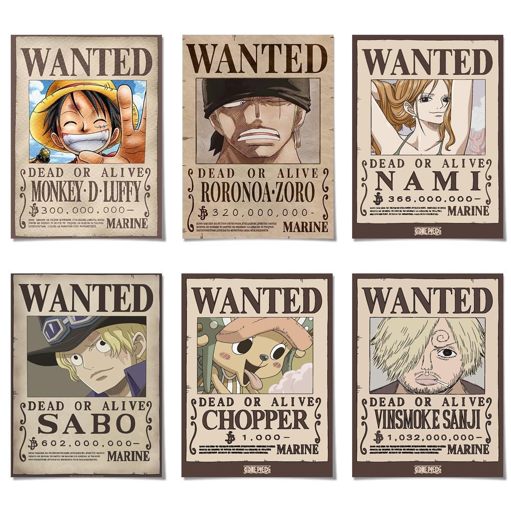 Comor Boys 6Pc-Hj1 6Pc One Piece Poster For Fans Kids Room Bedroom Wall Decor-One Piece Anime Posters Canvas Prints Picture For Teen Girls Gifts