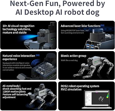 Yahboom ROS2 Robot with RPi 5 Voice Embodied Intelligence OpenCV Programmable Quadruped Robot,for Educational Python Programming,Electronic Engineers
