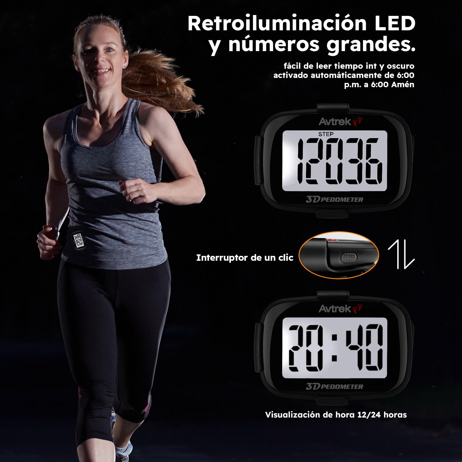 AVTREK Podomètre 3D Mini podomètre sans application sans Bluetooth pour marcher ou courir activités de randonnée en plein air