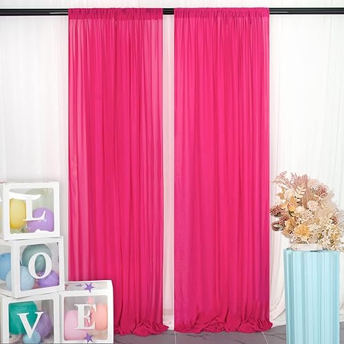 Miniatura 4 de DUOBAO Cortina de gasa rosa intenso, 2 paneles de 29 pulgadas (29.1 in de ancho) por 120 pulgadas de largo, cortinas de gasa para boda, cortinas de