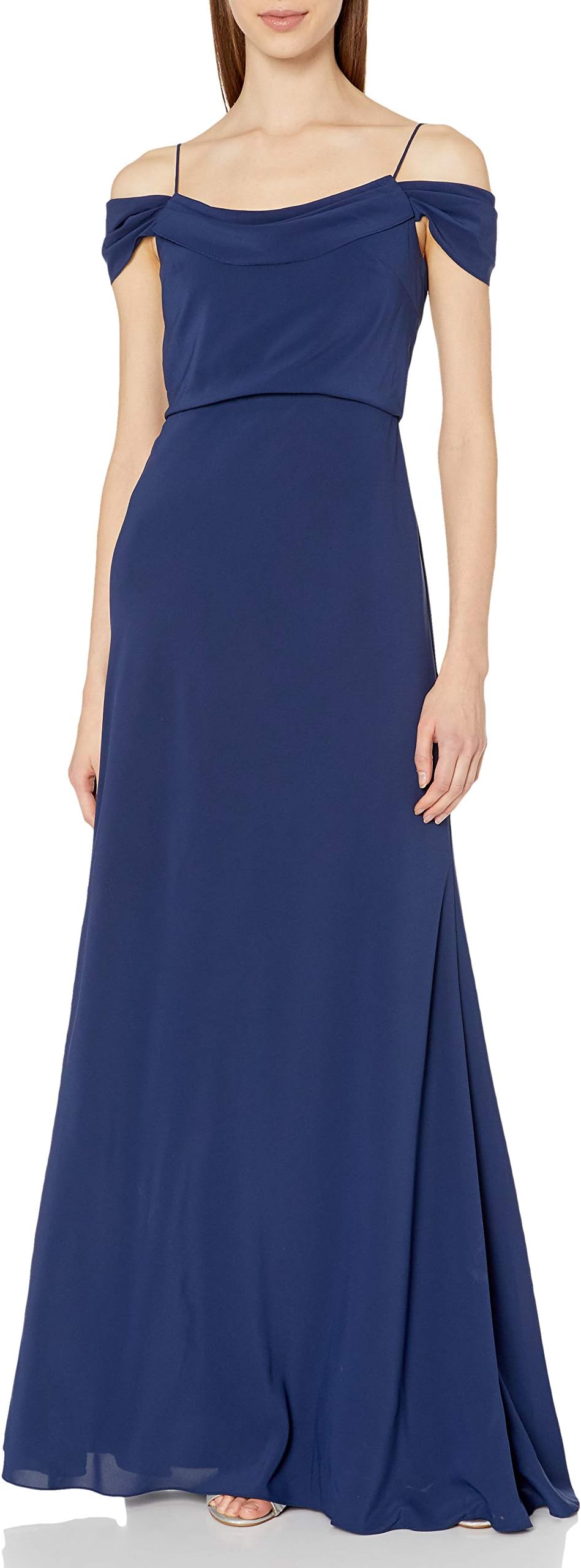 Jenny Yoo Women's Sabine Draped Off The Shoulder Crepe Gown