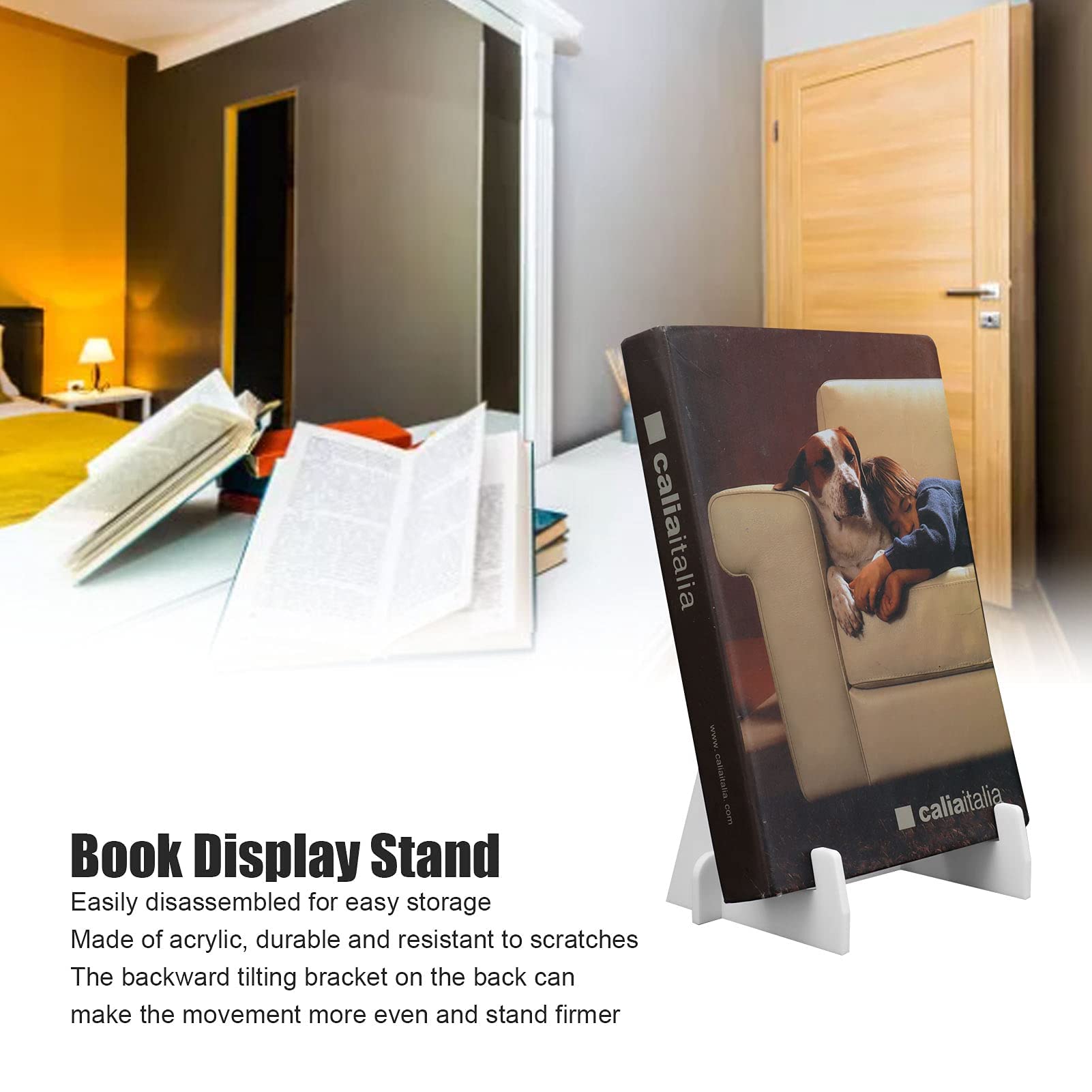 Supporto per Libri in Acrilico, Espositore per Portapiatti Display per Libri Cavalletto Hoder per la Visualizzazione di Tablet, Giornali, Riviste, Quaderni(Bianco)