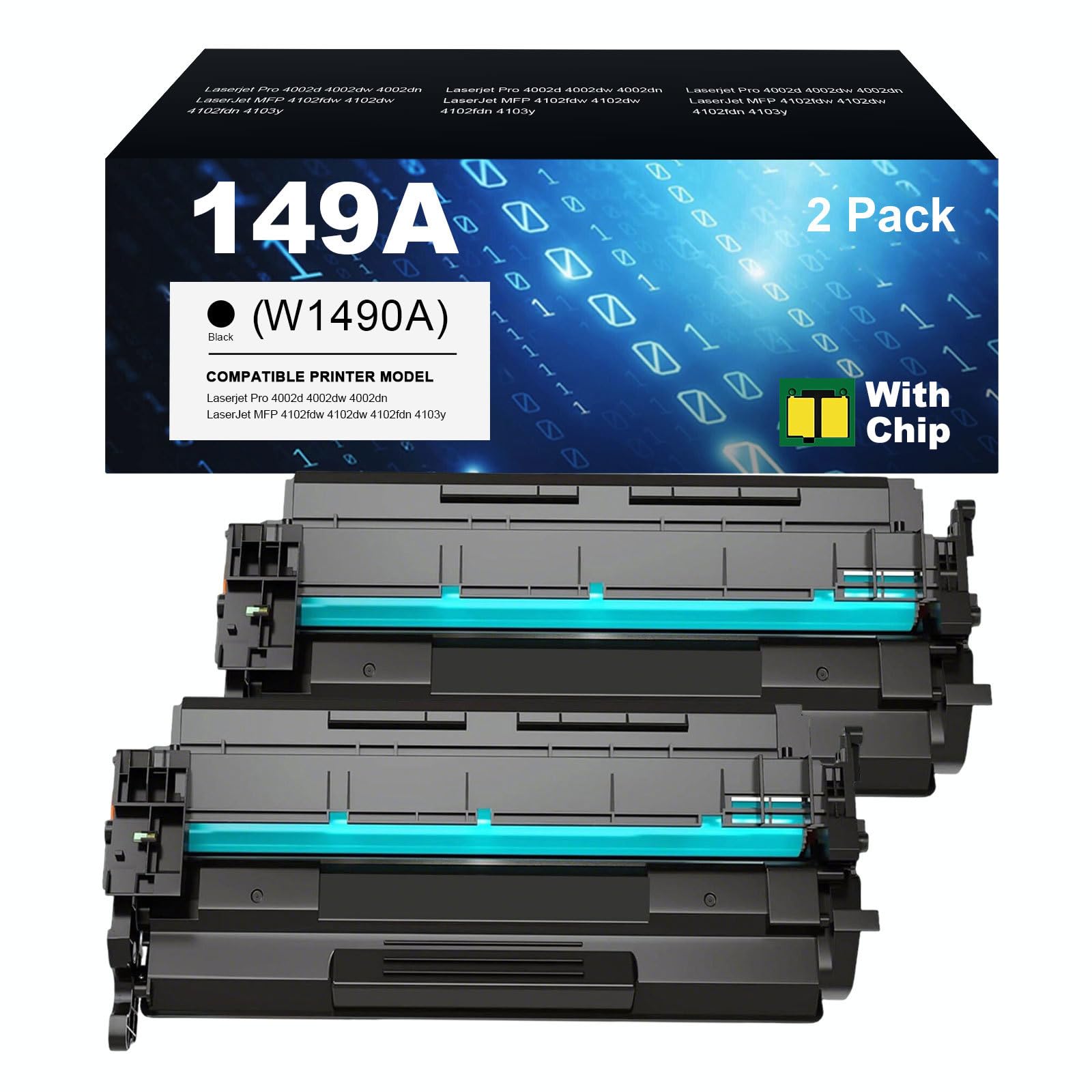 149A toner czarny W1490A kompatybilny z HP 149A W1490A 149X W1490X toner do LaserJet Pro MFP 4102fdw 4102dw 4102fdn 4102fdn 4102 Pro 4002dn 4002d 4002dw 4002 (2 sztuki Opakowanie - z chipem