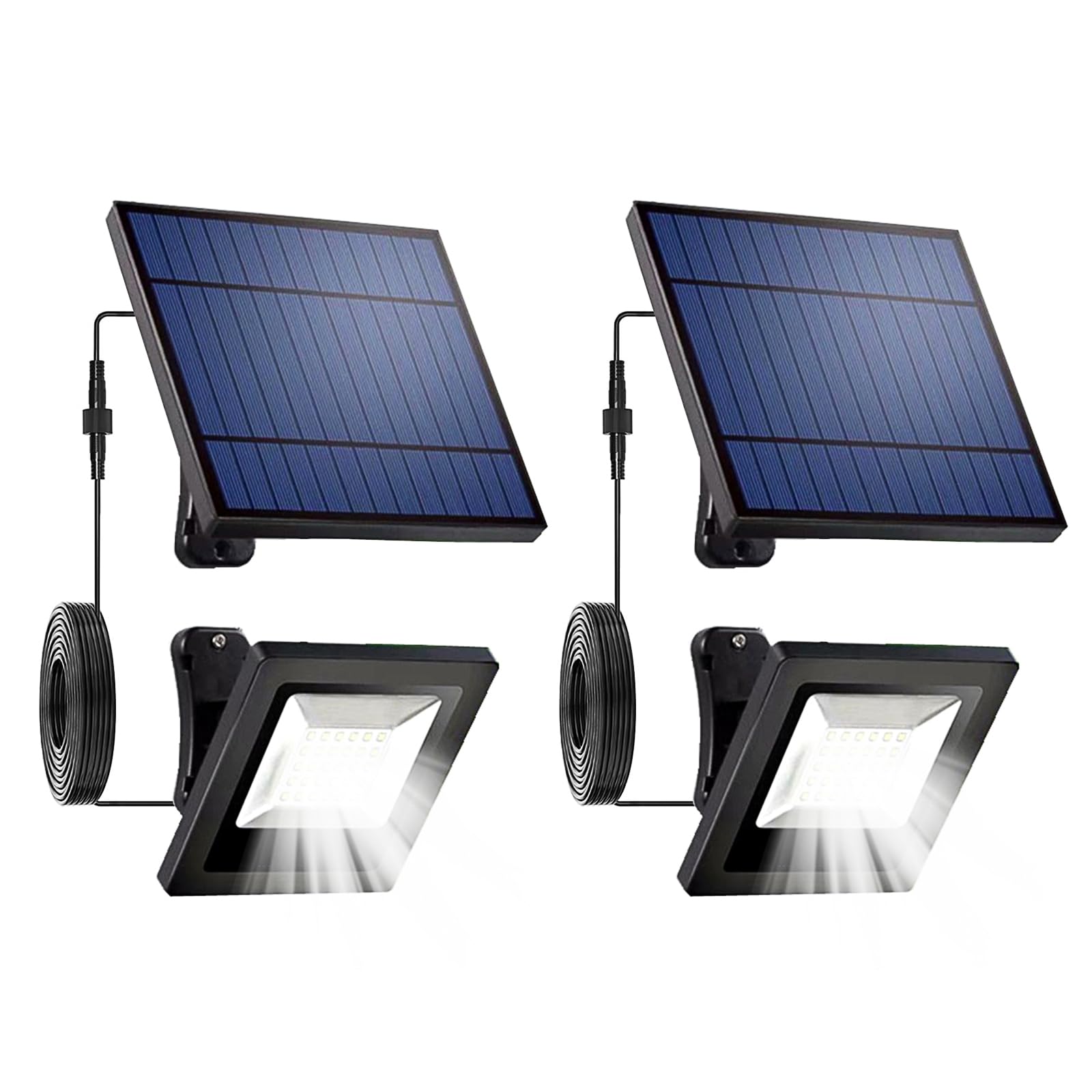 Lampes solaires d'extérieur étanches avec cordon de 4,6 m du crépuscule à l'aube 4400 mAh Projecteur LED 6000 K Éclairage de sécurité extérieur pour extérieur, mât de drapeau, balcon, abri de jardin