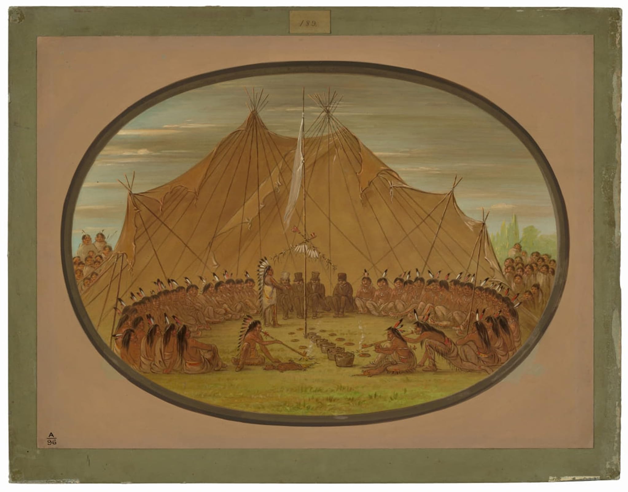 POSTERIIk Vintage Classic Picture Landscape Artwork a Dog Feast Sioux by George Catlin Portrait Canvas Painting for Office Home Decor 60x90cm