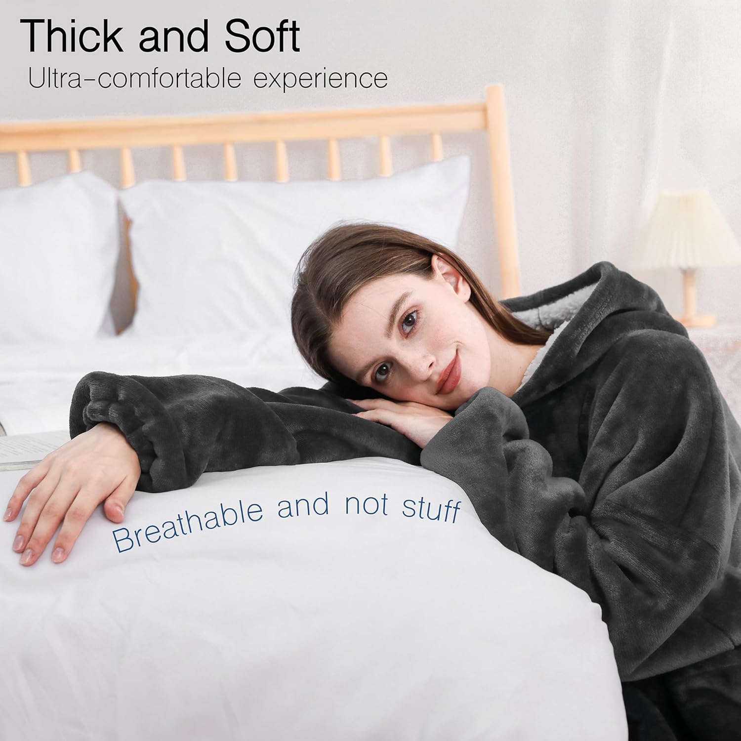 Sherpa Wearable Blanket Hoodie,Oversized Blanket Hooded, Cozy Soft Plush Hooded Blanket for Adult, Warm Christmas Birthday Gifts for Women Stuff Teen Girl Gifts - Image 5