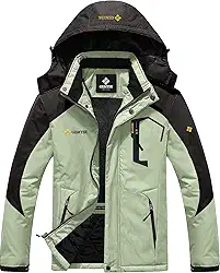 Jaqueta de chuva masculina à prova d'água para esqui e neve, à prova de vento (preta, média)