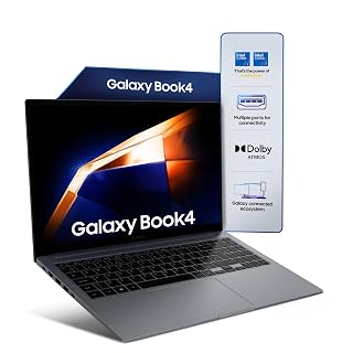 Samsung Galaxy Book4 (Gray, 16GB RAM, 512GB SSD)| 15.6" Full HD Screen| Intel i5 14th Gen 120U Processor| Windows 11 Home| MS Office 2021| Fingerprint Reader| Intel Iris XE Graphics| RJ45 LAN Port