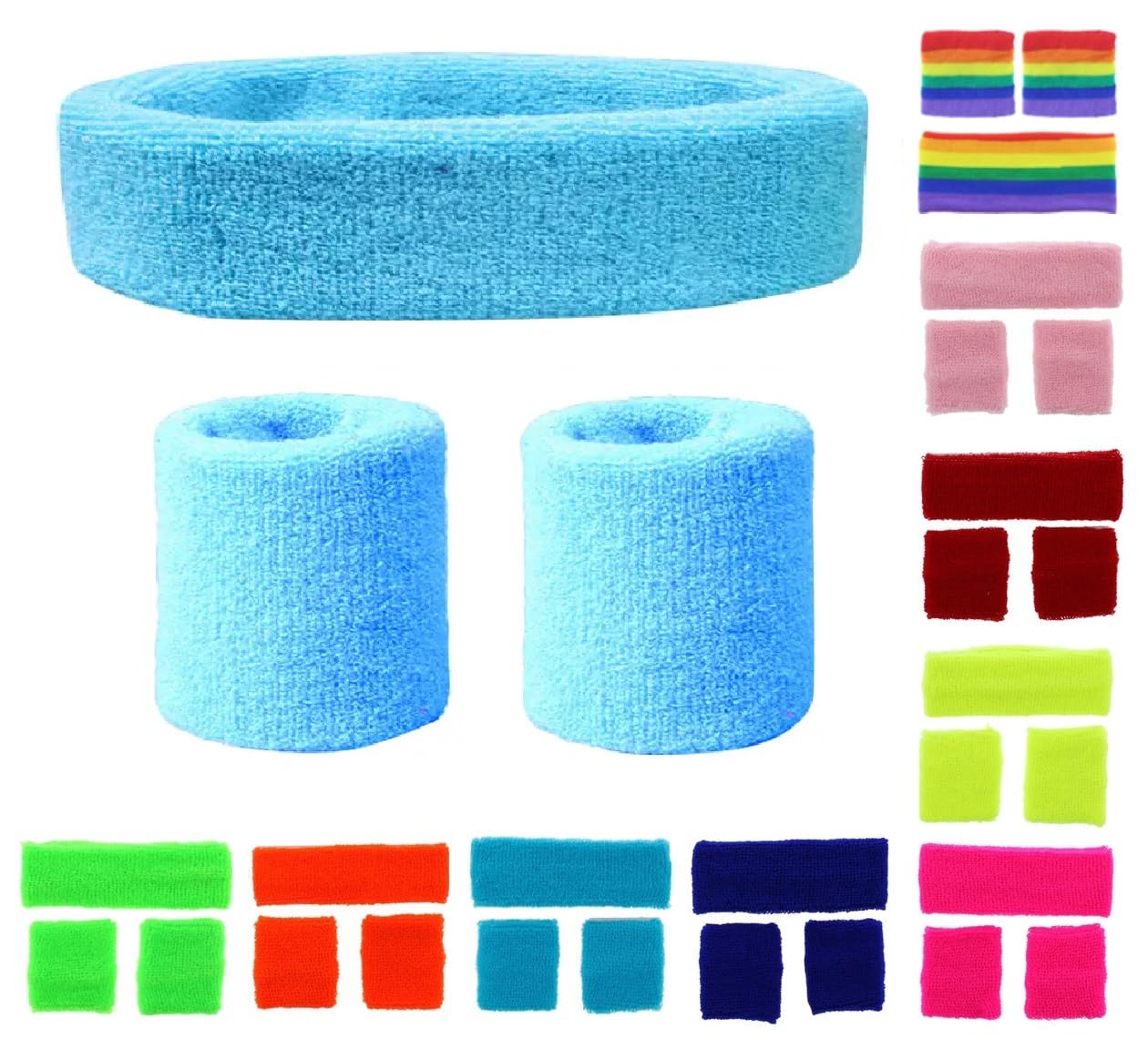 NEON Headband and Wristbands Sweatbands Set (Turquoise)
