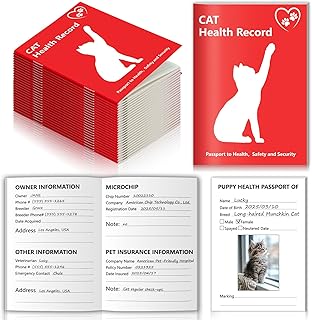25 Pack Cat Health Record Booklets 12 Sheets Per Pack Kitten Shot Record Book Feline Health Records 5 * 3.5inch Cat Vaccination Records Book Cat Health Records for Pet Lovers Kitty Nursing Supplies