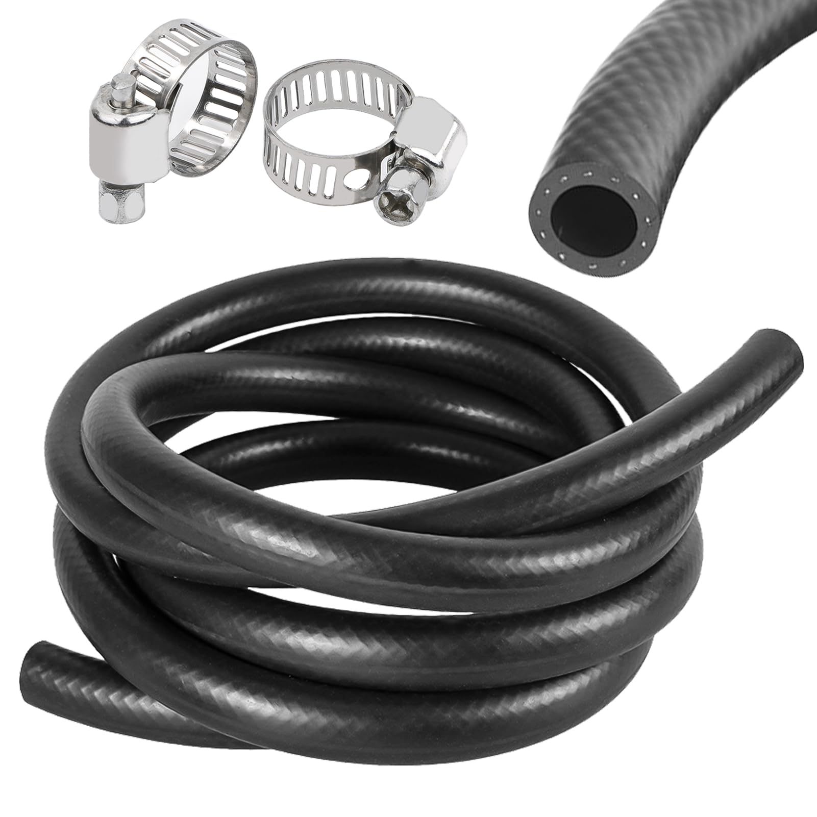 3 Meter Gummi Schlauch Kühlerschlauch, Ø 16 mm NBR Benzinschlauch (Innen 16mm/Außen 23mm), KFZ Kraftstoffleitung Dieselschlauch, Kühlwasserschlauch für Benzin Kraftstoff, mit 2x Schlauchschellen