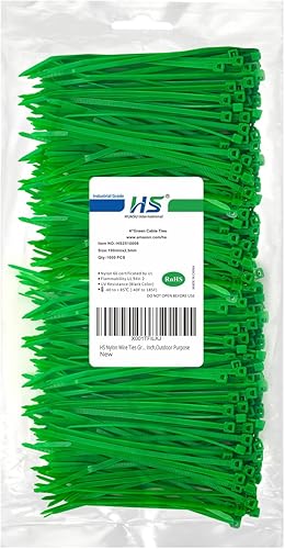 Miniatura 8 de HS Bridas de plástico duraderas de 4 pulgadas (paquete de 1000 unidades) pequeñas envolturas finas de nailon autobloqueantes de 18 libras para Negro