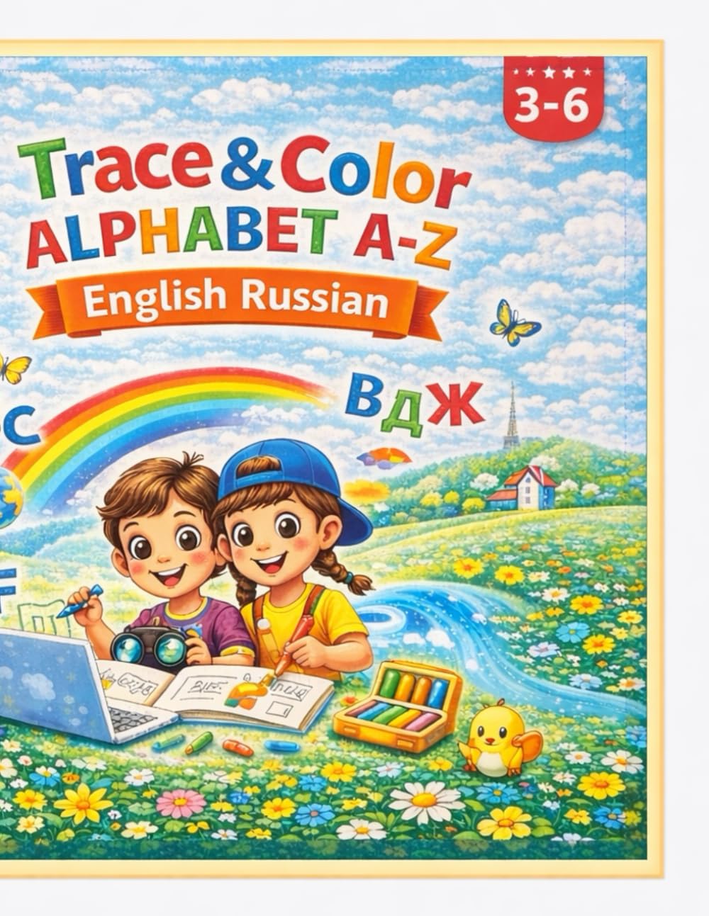 Trace and Color Alphabet A–Z – English and Russian: A fun bilingual tracing workbook for kids ages 3–6 to learn letters in English and Russian