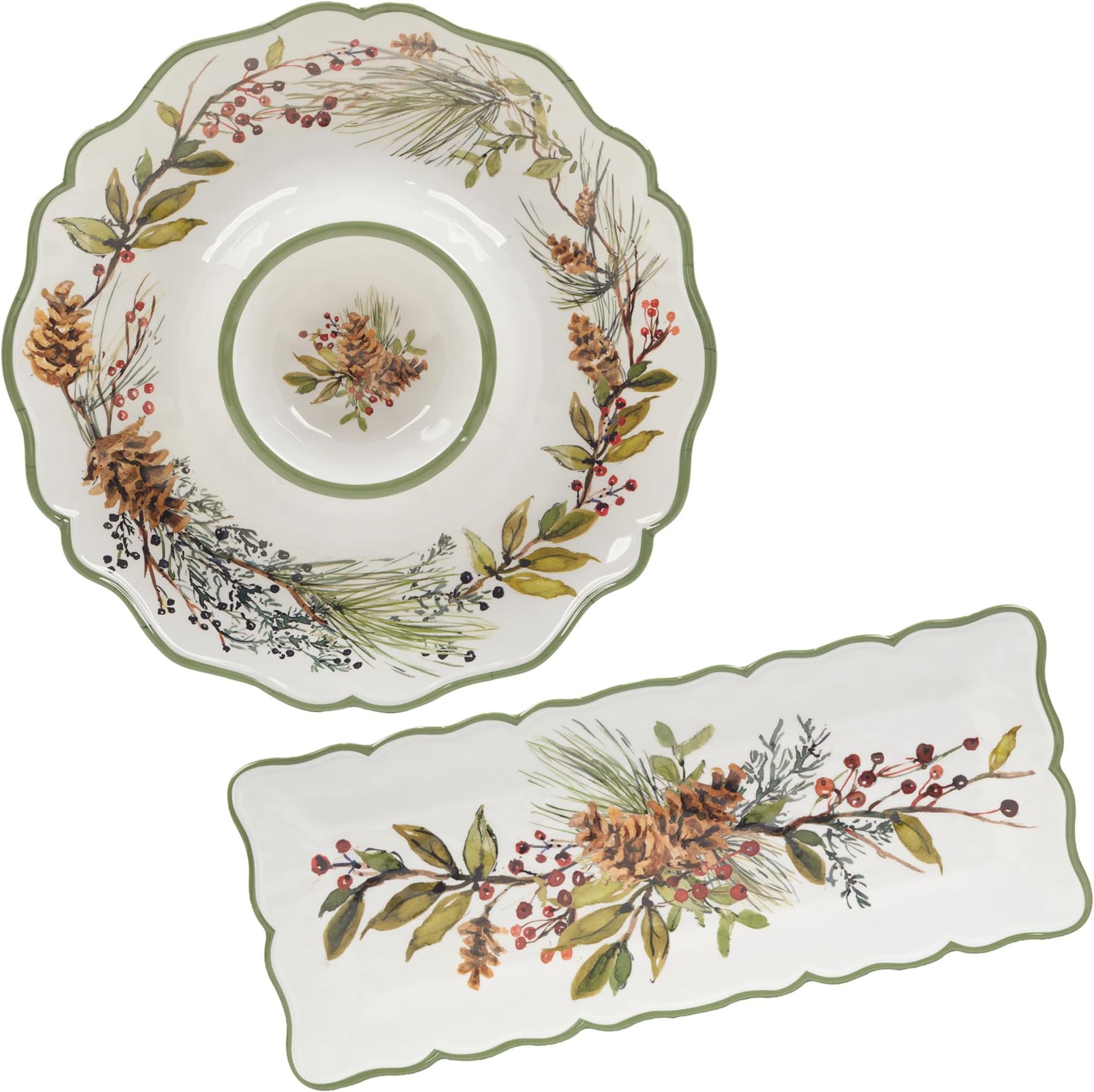 Certified InternationalWinters Forest Melamine 2 Pc Appetizer/Serving Set.,