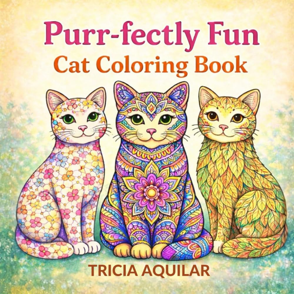 Purr-fectly Fun Cat Coloring Book (Color With Tricia)