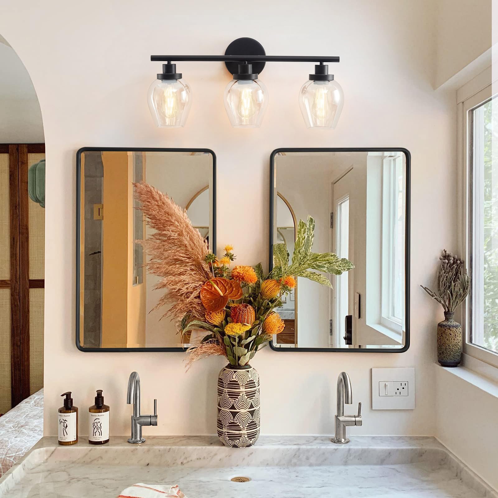 Smplhavn 2025 Upgraded Black Bathroom Vanity Light 3-Lights
