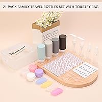 Vista 7 de Muslish Paquete de 21 botellas de viaje para artículos de tocador, recipientes de silicona a prueba de fugas que cumplen con la TSA para champú