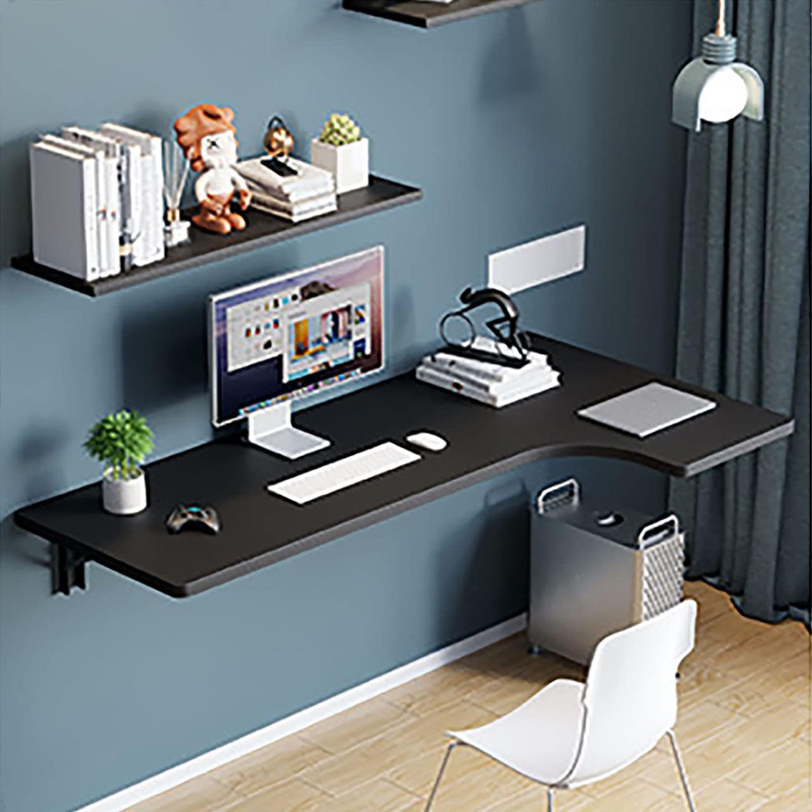 Table pliante flottante murale au design épuré pour studio moderne