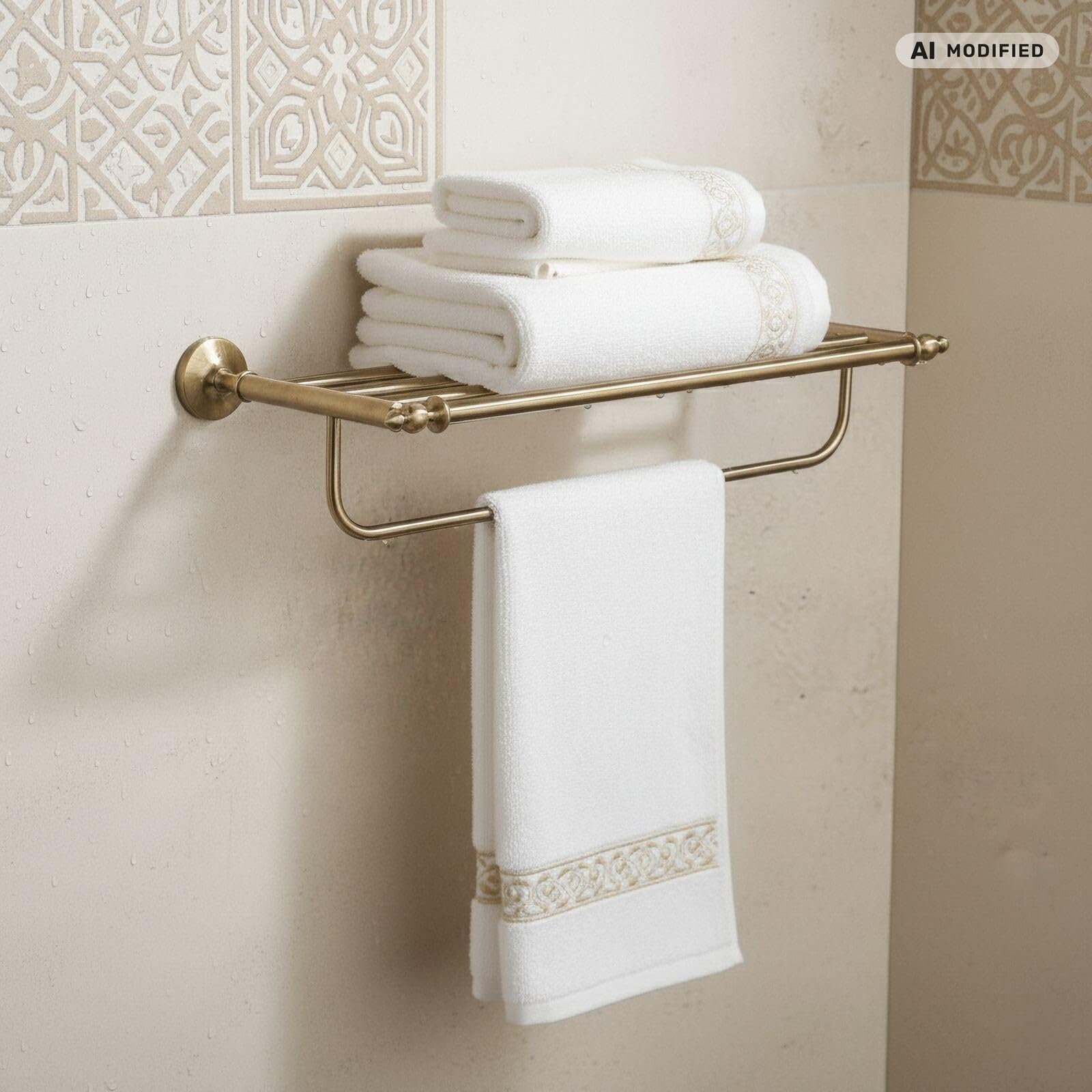 Toallero Estante Nostalgia Bronce Retro - Estante para Toallas de Latón Macizo, Montaje en Pared, Estilo Vintage para Baño
