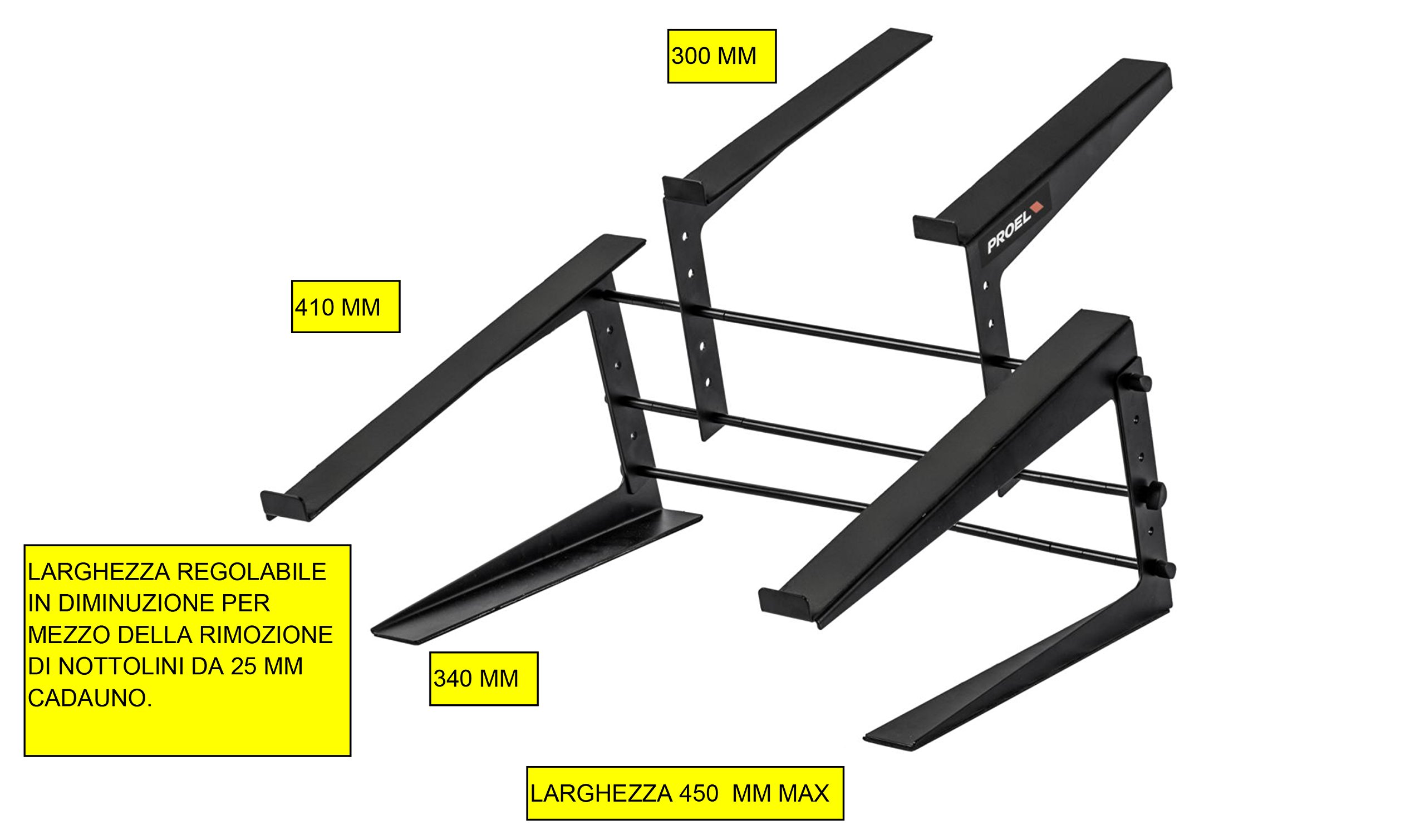 PROEL LTS007C - Supporto Professionale Regolabile Per DJ Controller/Tastiere + Laptop