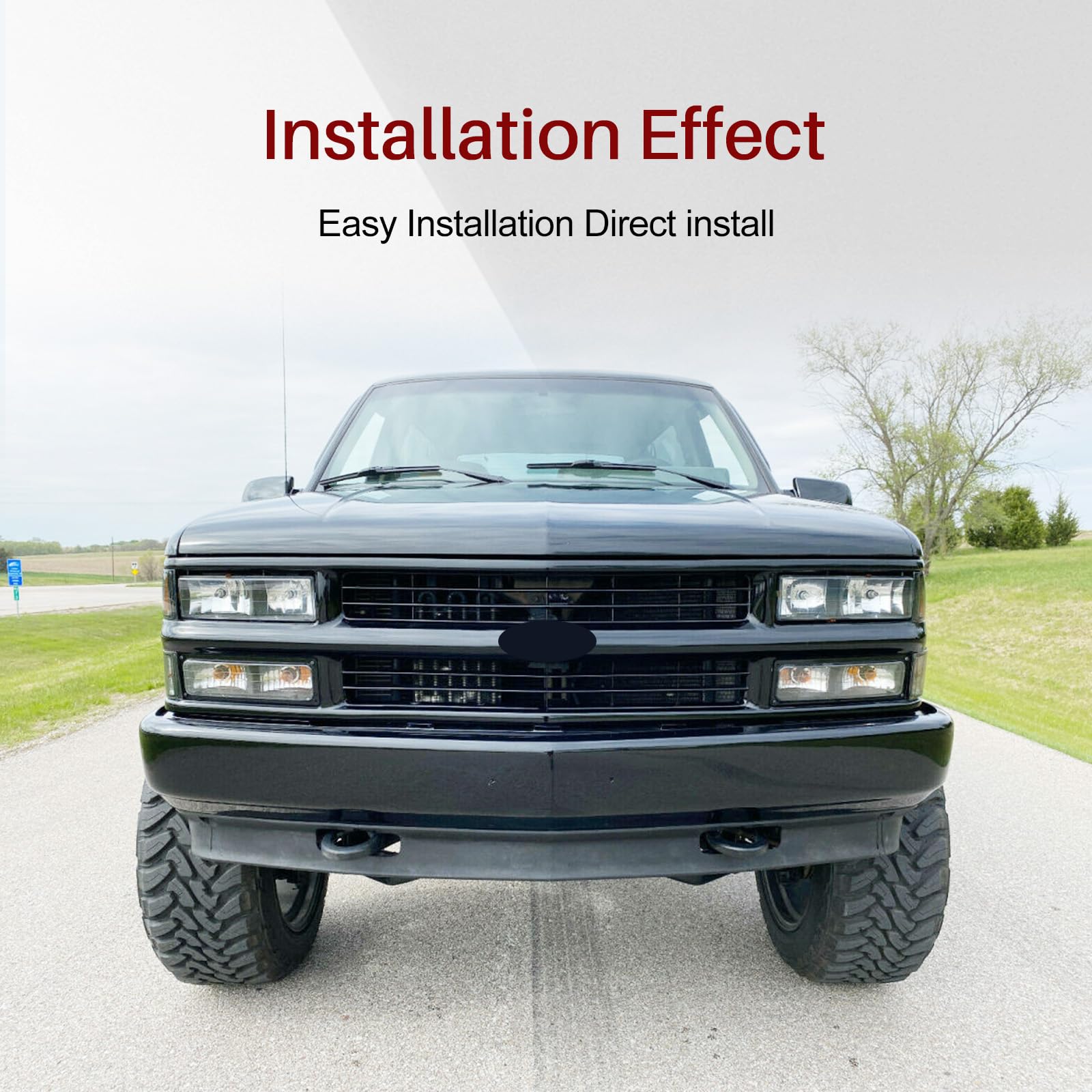 Amazon | JustDrivably フロントグリルブラック デュアルヘッドライト