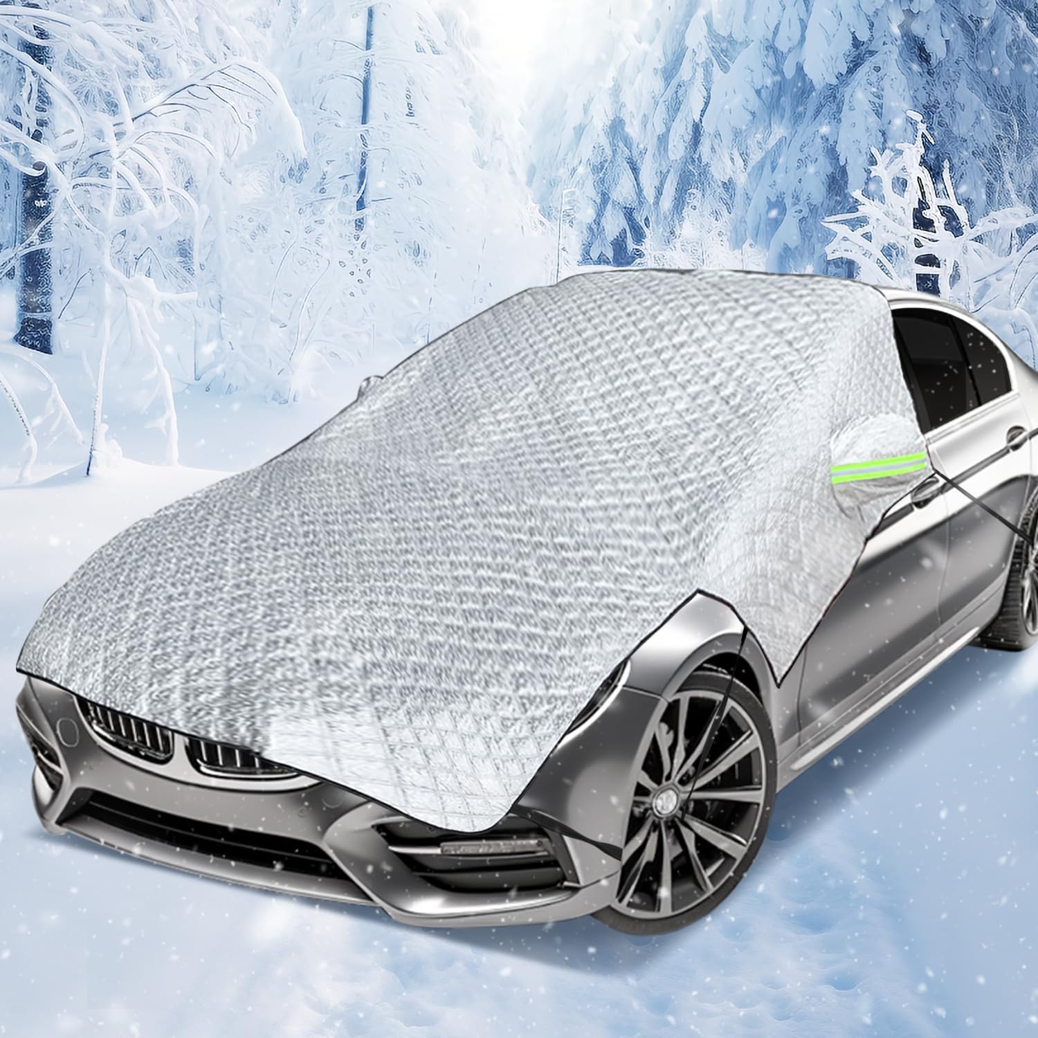 Couvercle Pare-brise Hiver Extra épais - Tissu Oxford Imperméable 161x145 Cm - Protection Anti-givre, Neige, Soleil