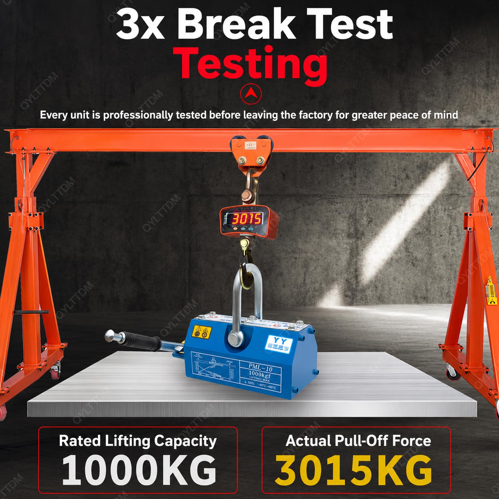 TYH Permanentmagnete Zum Heben, Industriemagnetheber Mit Rutschfestem Griff, Hochfestem Hebering, U-förmiger Nut, Max. Zugkraft 300–1500 Kg, Geeignet Für Stahlplatten 400kg