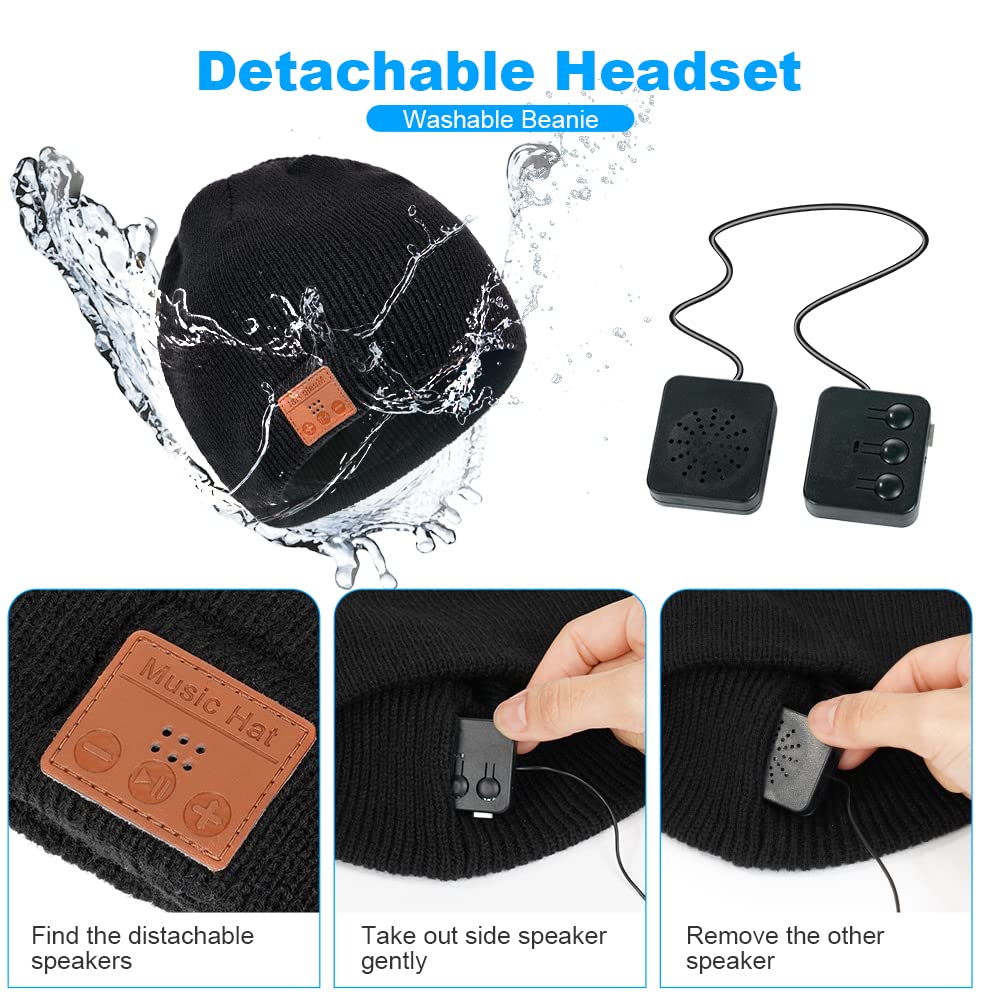 flintronic Berretto Bluetooth Regalo, Berretto Cappello Invernali, Berretto Uomo Donna Invernali, Cappello Bluetooth Regali Natale, Berretto Musicale, Berretto Uomo in Maglia per Sci Running Ciclismo