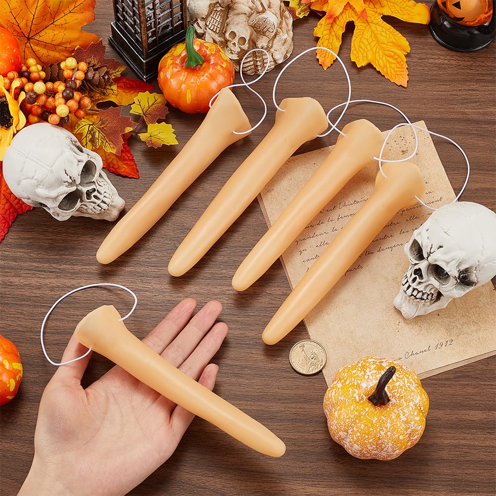 CREATCABIN 5 Pcs Halloween Long Fake Nose Prosthetic Nose Costume Accessories Pointy Nose Extension Cosplay Party Supplies Prop Plastic Headset Air Vent Soft Reusable for Witch Pinocchio 2.17x6.5 Inch - Image 3