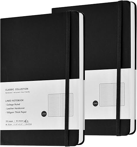 Zealor 2 cuadernos de cuaderno de tapa dura en espiral de la universidad con rayas de papel cuadernos de papel libreta de asunto tamaño A5 5.5 "x