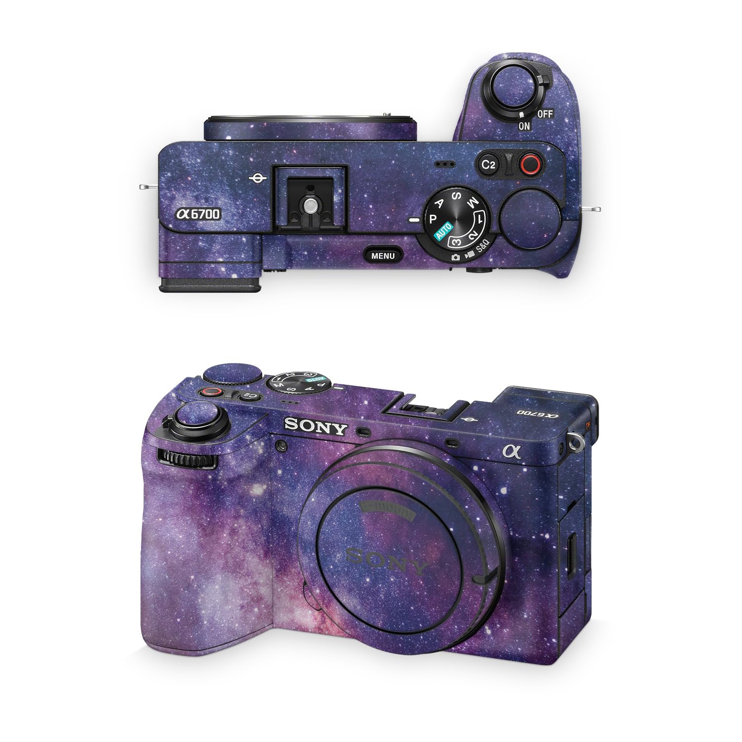 Camera Skin Compatible with Sony A6700 Mirrorless Camera (2023) - Violet Stars - Premium 3M Vinyl Protective Wrap Decal Cover - Easy to Apply | Crafted in the USA by MightySkins
