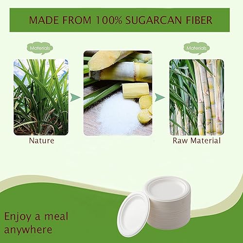 Miniatura 4 de LDSTENT Small Compostable Plates 7 Inch 125 Pack Platos Para Fiestas Elegantes Desechables Paper Disposable Biodegradable Made of Sugarcane Plate