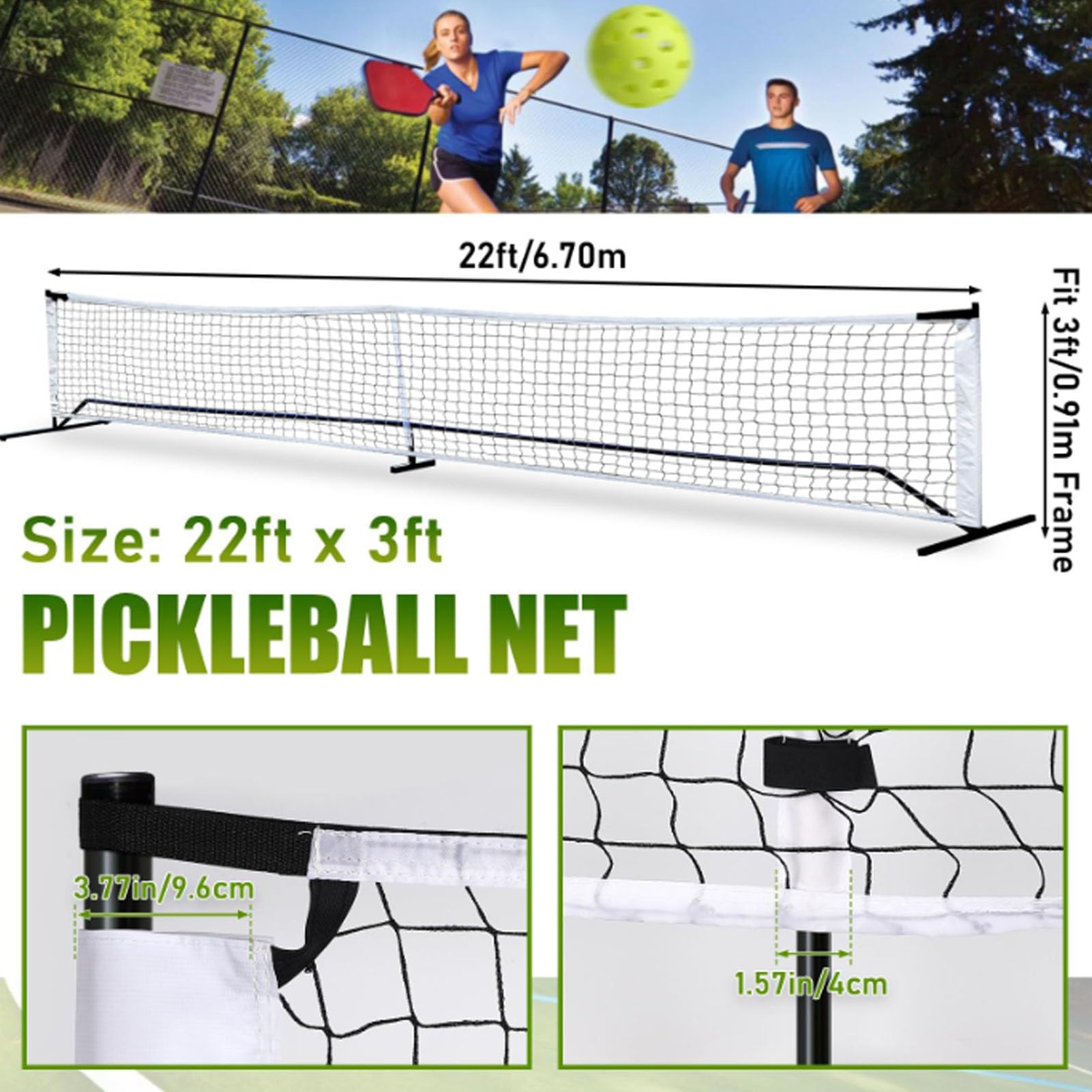 Rete Pickleball Regolamentare per Interno/Esterno | Struttura Autoportante 6.7m | Rete Allenamento per Pallavolo, Tennis, Fitness e Giardino