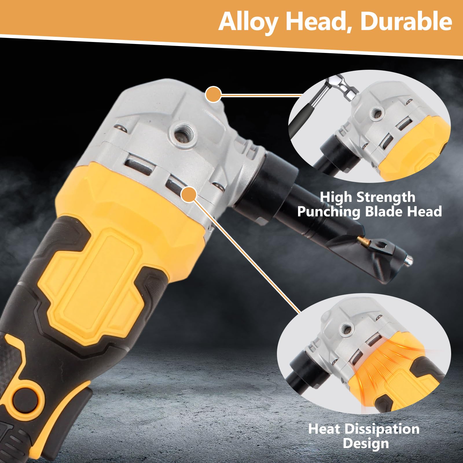 Grignoteuse de métal sans fil compatible avec batterie DeWalt 20V, cisaille électrique sans balais pour métal à 1900 tr/min,tête grignoteuse réglable à 3 vitesses rotative 360°(sans batterie)