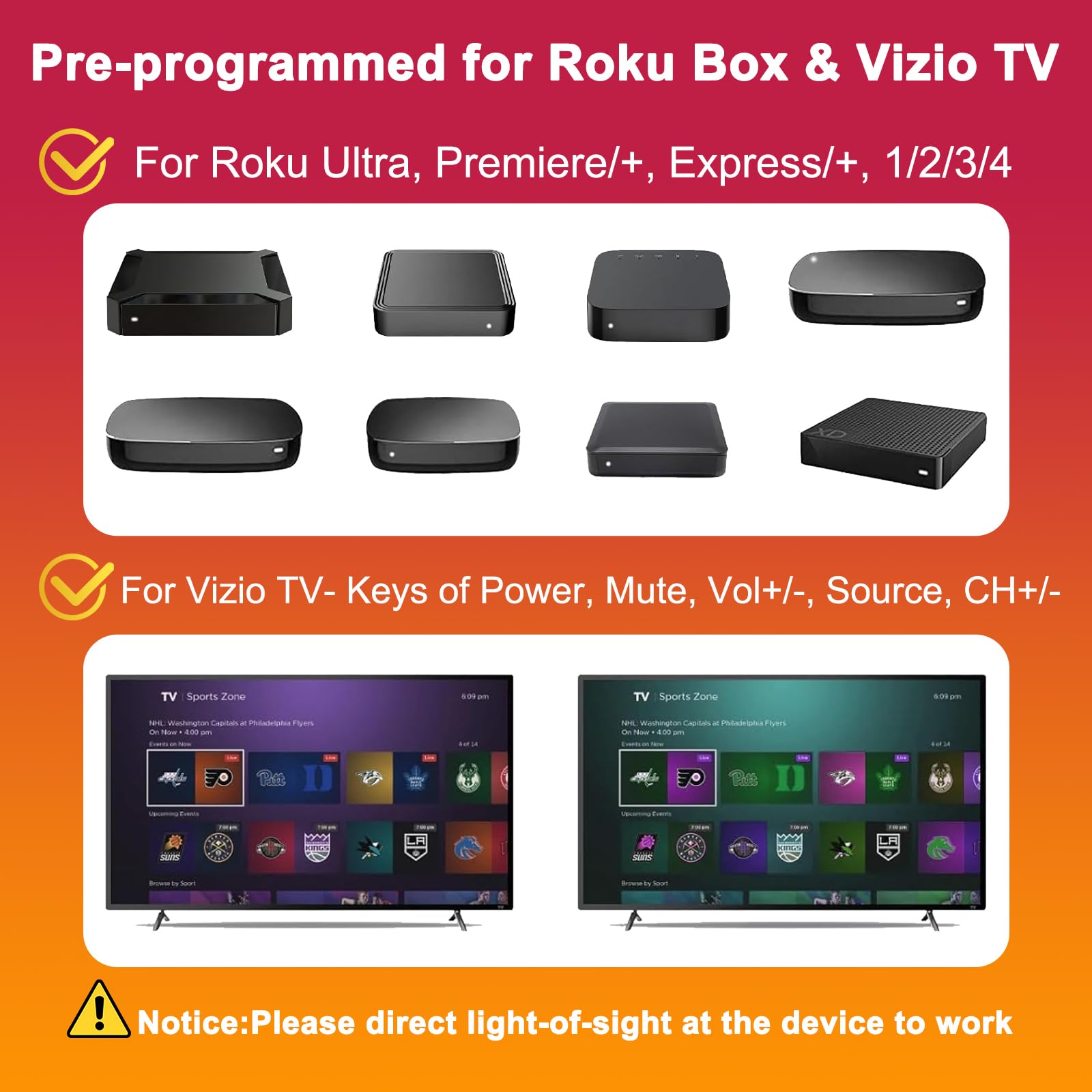 2 szt. zaprogramowany pilot zastępczy do Roku z klawiszem głośności – pilot All in One do Roku Express 4K+, Premiere/+, Ultra, 1 2 3 4 i Vizio TV Extra z 9 klawiszami edukacyjnymi (nie do kijka)