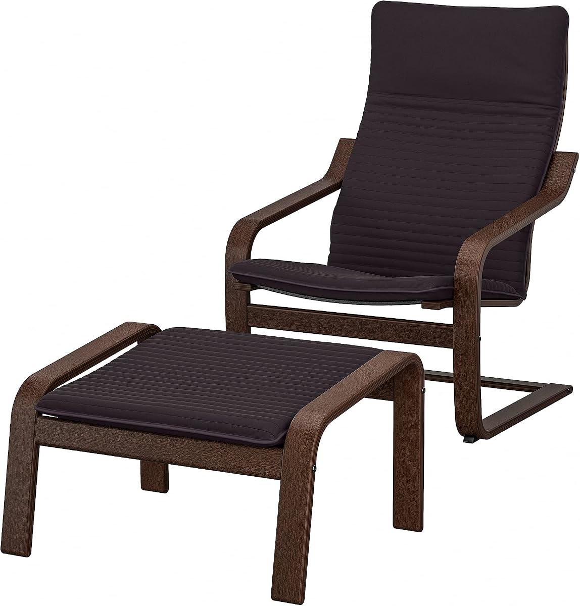 Ikea POÄNG Mueble de Salón Sillón y Reposapiés, Marrón/Knisa Negro