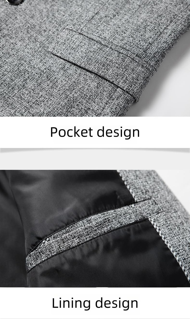 Giacca da Uomo Slim Fit Blazer Vintage in Tweed con Tacca con Bavero Giacche Sportive Leggere Giacca Casual Business A Petto Singolo con Tasche per L'Uso Quotidiano