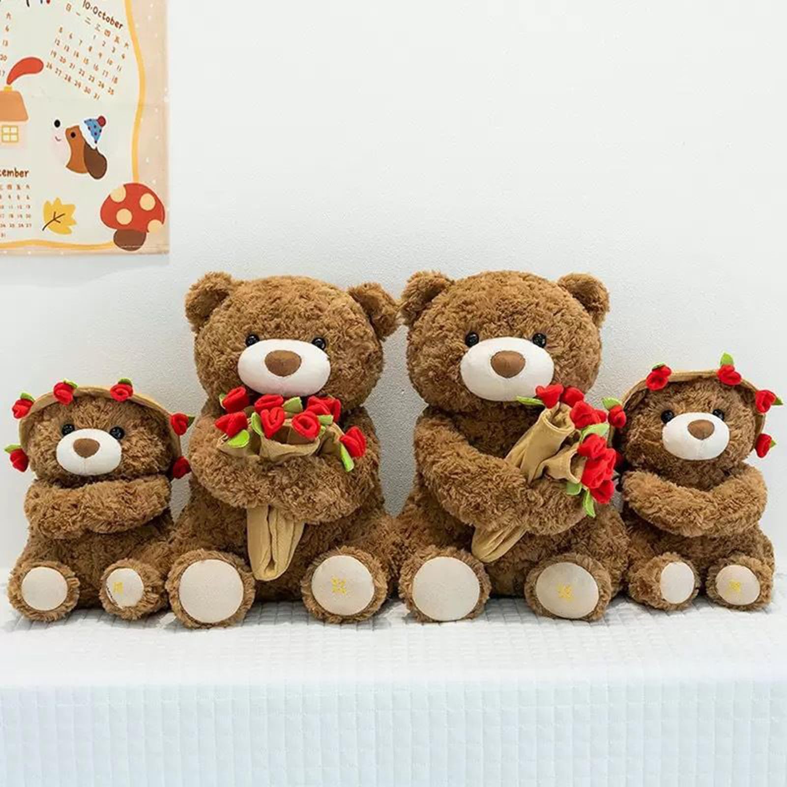 Orsacchiotto Peluche Con Rosa, 30/38CM Orsacchiotto Peluche, Orso Di Peluches Per San Valentine, Adorabile Orso Peluches Per Bambini, Ragazzi, Ragazze, Compleanno, Natale, San Valentine