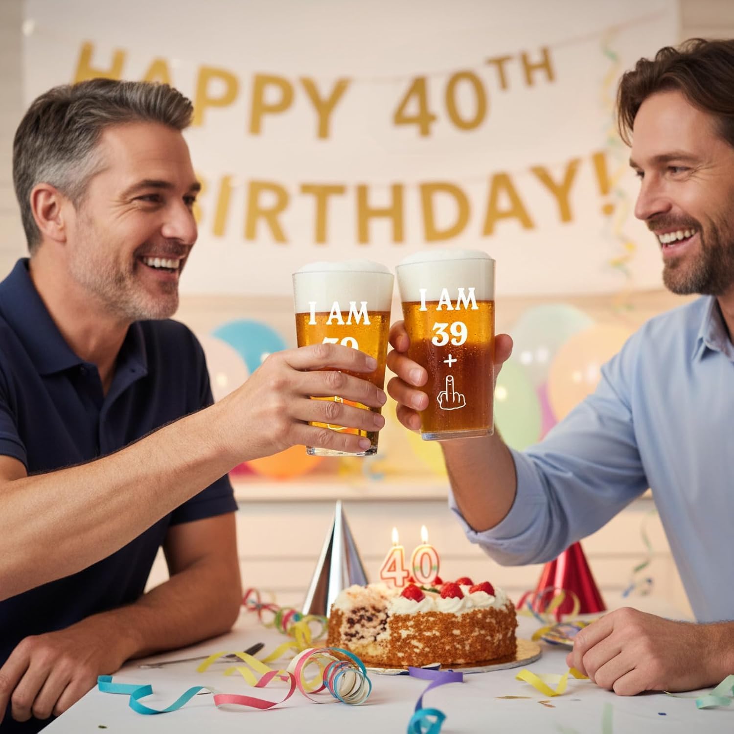 40th Birthday Gifts Men Women – Funny Beer Glass 16oz, Dishwasher Safe