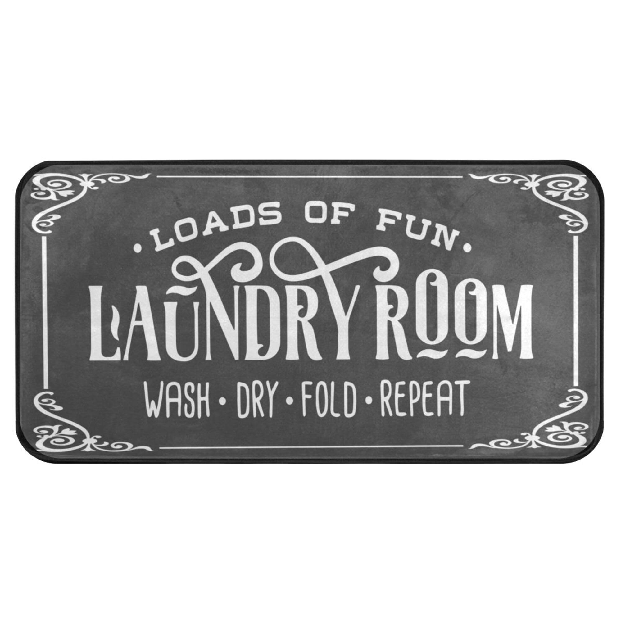 Laundry Room Runner Rug Farmhouse Decor Area Rugs Kitchen Floor Mats Washing Machine Room Carpet Dark Gray 39x20in