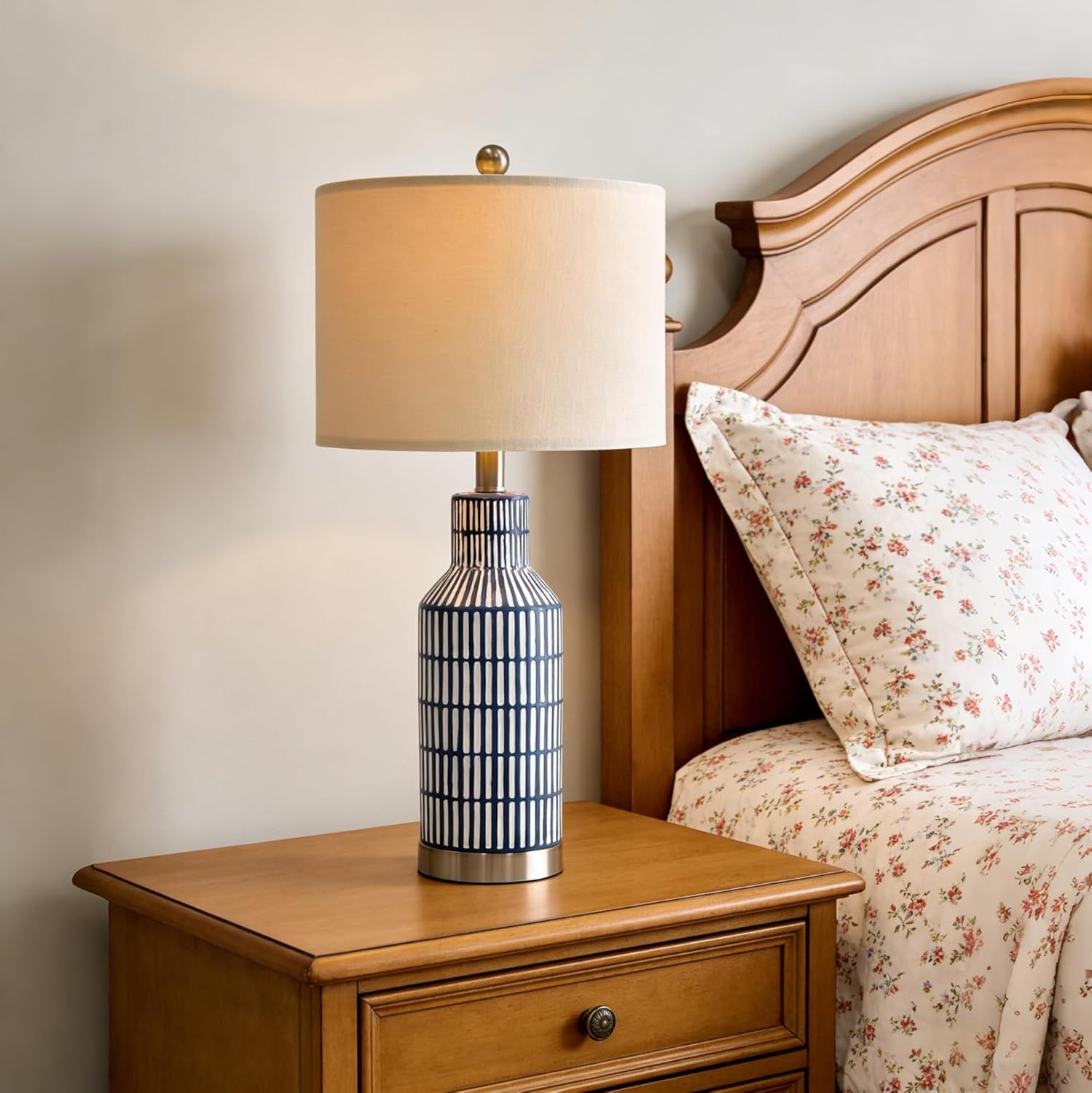 25" modern ceramic lamps single table lamp for living room bedroom farmhouse nightstand bedside lamps 25"-dark blue-2pack