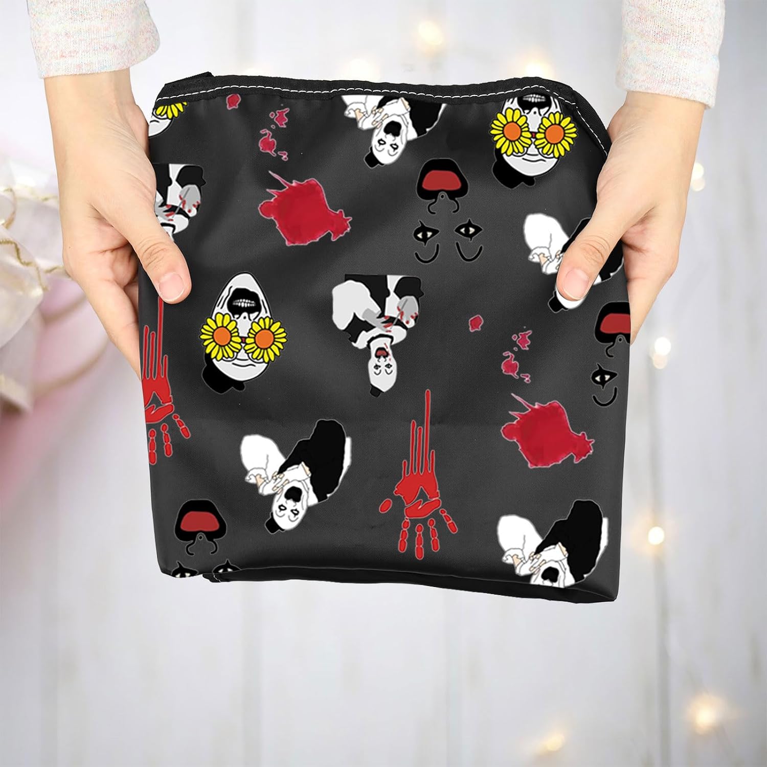 MNIGIU Horror Movie Lover Gift Horror Clown Kitchen Apron Peace Love Art Horror Apron With Pockets Movie Fnas Gift