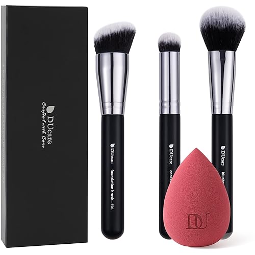 DUcare Brochas de maquillaje Kabuki + esponja mezcladora de maquillaje