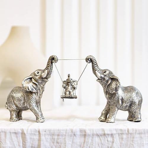 Miniatura 14 de Estatua de elefante para decoración del hogar. Decoración de elefante dorado para sala de estar, oficina, estante, decoración de centro de mesa.